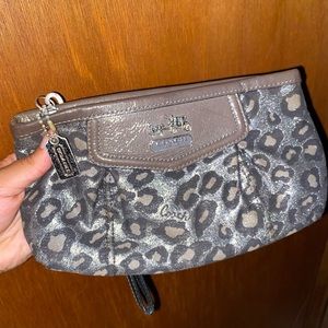 COACH large leopard wristlet